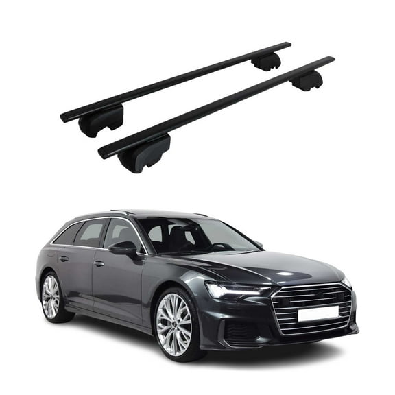 OMAC Roof Racks Luggage Carrier Cross Bars Iron for Audi A6 Avant 2019-2024 Black 2 Pcs Anti-Theft for Travel Kayak Canoe Surf Ski Snowboard Camping