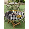 thumbnail image 4 of Outdoor Tablecloths with Umbrella Hole & Zipper, Sunflowers Cow Round Tablecloth 54 Inch, Farm Animal Black Buffalo Plaid Waterproof Table Cloth, Patio/Pool/Picnic Table Covers, 4 of 8