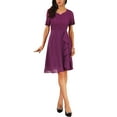 thumbnail image 2 of INSPIRE CHIC Women's Lace Chiffon Dresses Ruffle Bridesmaid Wedding Cocktail Midi Dress XL Purplish, 2 of 6