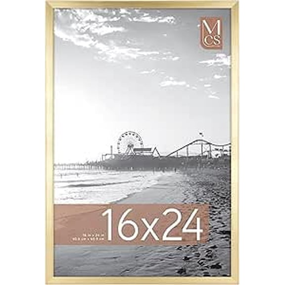 MCS Foundation 16x24 Poster Frame Traditional Brass, Vertical & Horizontal Wall Hanging Large Picture Frame for Photos, Posters & Art Prints (1-Pack)