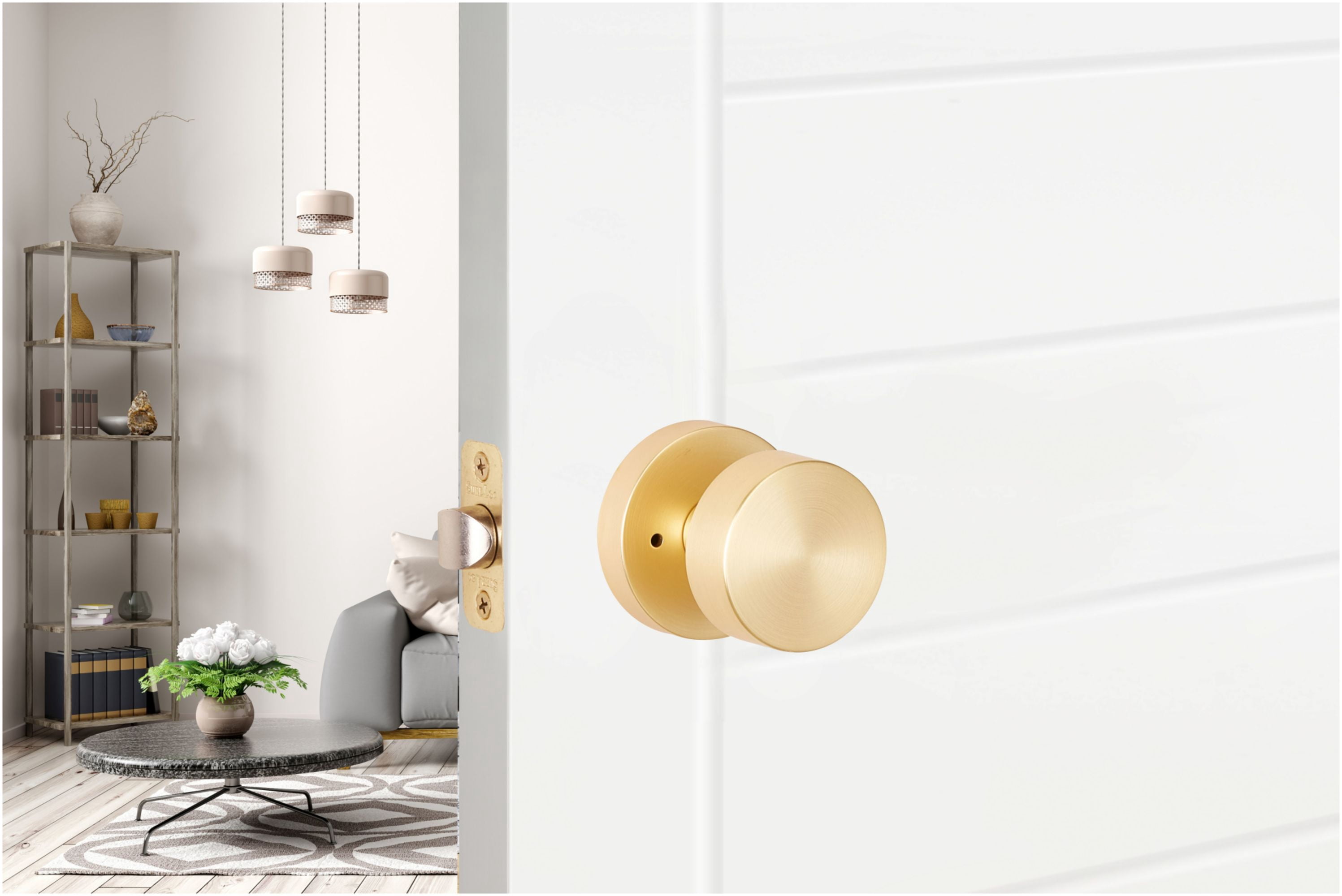 Sure-Loc ZH102-RD SB Zurich Privacy Door Knob Set - Brass