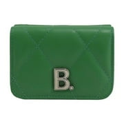 Balenciaga Touch Leaf Green Nappa Leather Quilted Mini Trifold Wallet 617781