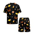 thumbnail image 5 of Mens Pajamas Set Halloween Soft Short Sleeve Pjs Pumpkin Pajamas 2 Piece Sleepwear Mens Loungewear Sets Summer with Pockets, 5 of 7