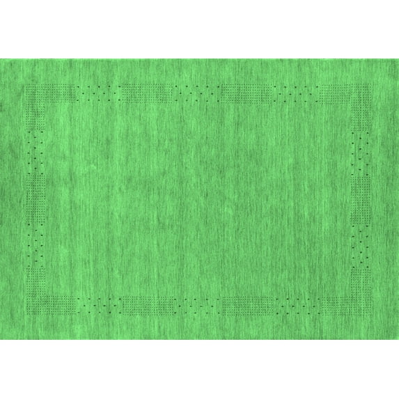 Ahgly Company Indoor Rectangle Abstract Emerald Green Contemporary Area Rugs, 8' x 12'