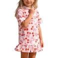 thumbnail image 2 of HOWPAY Girls Swimsuit Cover up Short Sleeve Checkered Bow Zipper Hooded Sport Causal Swimwear Beach Summer Pool Bathing Suit Coverup Red, 2 of 6