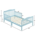 thumbnail image 3 of Ktaxon Baby Toddler Bed Solid Wood Bedroom Furniture with Safety Rails Light Blue, 3 of 6