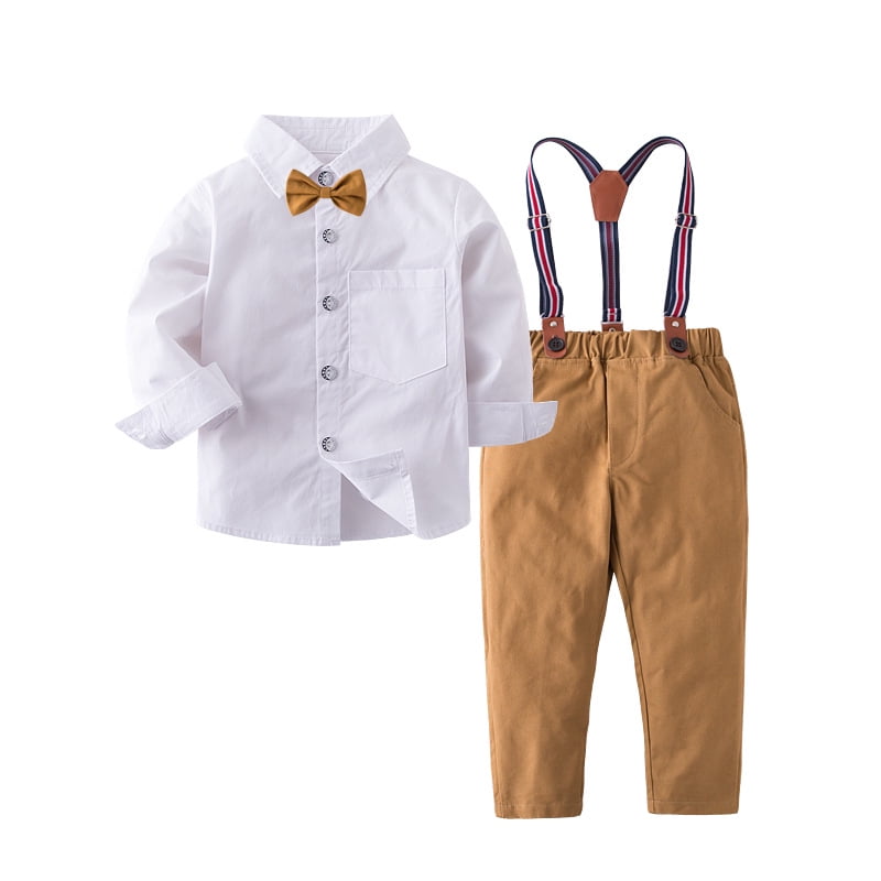 Bilo - Baby Boys' Gentleman Clothes Sets Bow Tie Shirts + Suspender ...