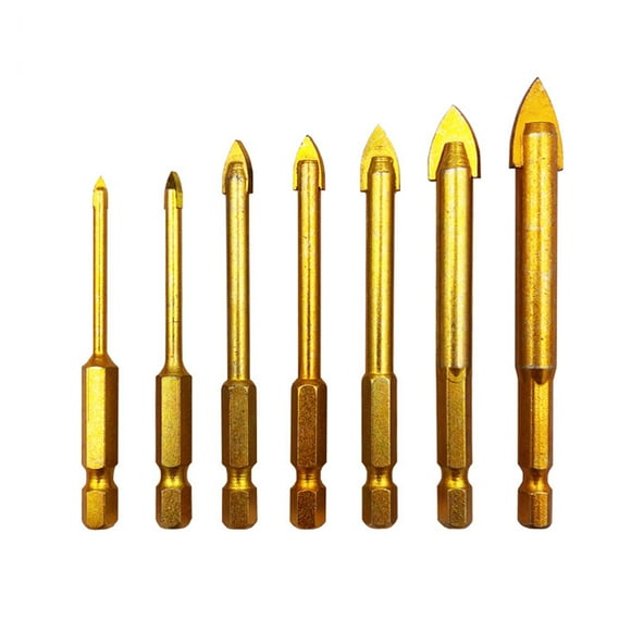 Amdohai 7Pcs Drill Bits Set with 1/4 Inch Hex Shank for Glass Ceramic Marble Tile Concrete Wood and Brick Wall Drilling Tool