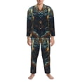 thumbnail image 3 of Yiaed Forest Meditating Tiger Print Men’s Pajamas Set - Long Sleeve Button Down Sleep Shirt and Pajama Bottoms Sleepwear Set Mens Pjs Sets Men's Pajama Bottoms-, 3 of 7