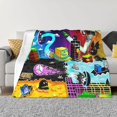 thumbnail image 2 of Manta de videojuego Geometry Dash, forro polar Coral de felpa para todas las estaciones, manta fina transpirable ligera para cama, colchas para coche, 2 of 5
