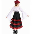 thumbnail image 4 of SERTG Kids' Halloween Pretend Play 4-Piece Set Puffed Short Sleeve Top + Skirt with Waist Cincher and Head Wrap Solid Color Festive Outfit for Children 3-8 Years(White,8-9 Years), 4 of 8