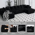 thumbnail image 6 of 130" Modular Sectional Sofa, Black Cloud Boneless Sofa, Couches For Living Room, Striped Corduroy Upholstered 4-Seater Sofa With Pillow Back And Square Arms, 6 of 11