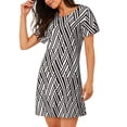 thumbnail image 2 of Xecao Black White Stripes for Women's Loose Nightgown Sleepwear Short Sleeves Shirt Casual Print Sleepdress, 2 of 6