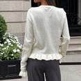 thumbnail image 6 of Liuinsasek Knit Cardigan for Women Solid Color Long-Sleeve Crew-Neck Button-Up Ruffled Knit Cardigan Casual Cute Sweaters Fall Winter Outfits, 6 of 7
