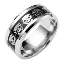 CILENON High Quality Stainless Steel Punk Style Skull Ring Hip Hop Ring Jewelry (Silver,One Size)