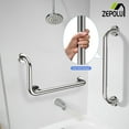 thumbnail image 6 of Brushed Nickel Angled Grab Bar 16 Inch, Zepolu Stainless Steel L-Shaped Safety Grab Rail, Bathroom Mobility Aid Handrail, Wall Mounted Balance Support Assist Shower Handle for Senior Elderly Handicap, 6 of 14