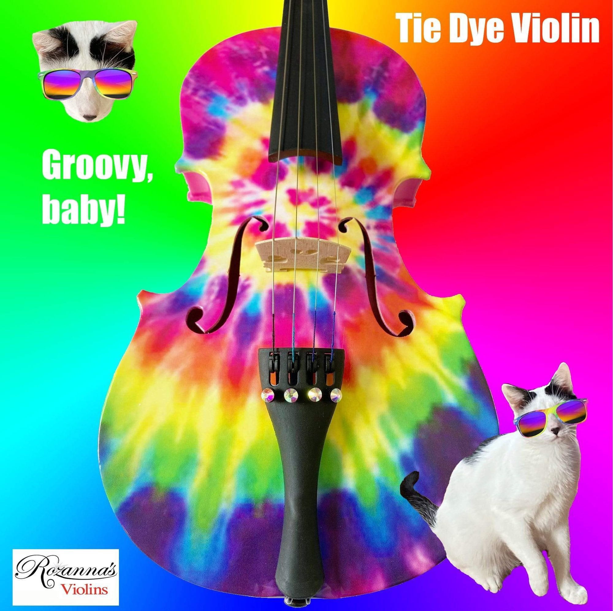 Rozanna's Violins Tie Dye Violin 1/2 with Brazilwood Bow Case, Crystal Fine Tuners, Rosin