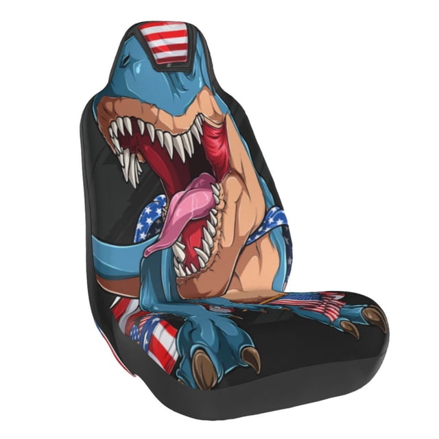 Balery Blue Dinosaur Funda de Asiento para Auto con Diseño - Cubierta Frontal Suave y Transpirable con Protector Antideslizante- 1 Unidad