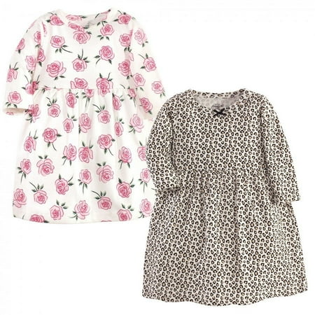 UPC: 0660168724370 | Little Treasure Baby and Toddler Girl Cotton Long-Sleeve Dresses 2pk  Leopard Rose  0-3 Months