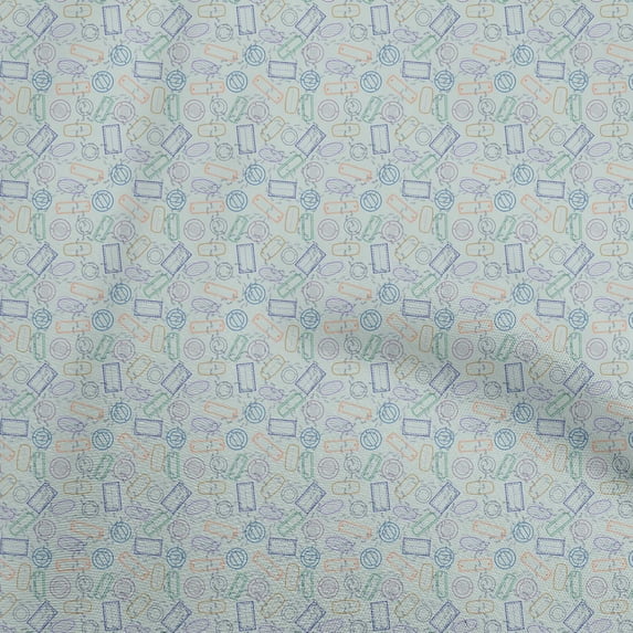 oneOone Polyester Spandex Light Grayish Blue Fabric Travel Sewing Material Print Fabric By The Yard 56 Inch Wide