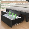 thumbnail image 6 of SIBEDS Full Upholstered LED Bed Frame with Storage Drawers & Wingback Headboard, Dark Gray Linen Finish, RGB Lights, 1000 lbs, No Box Spring, 6 of 9