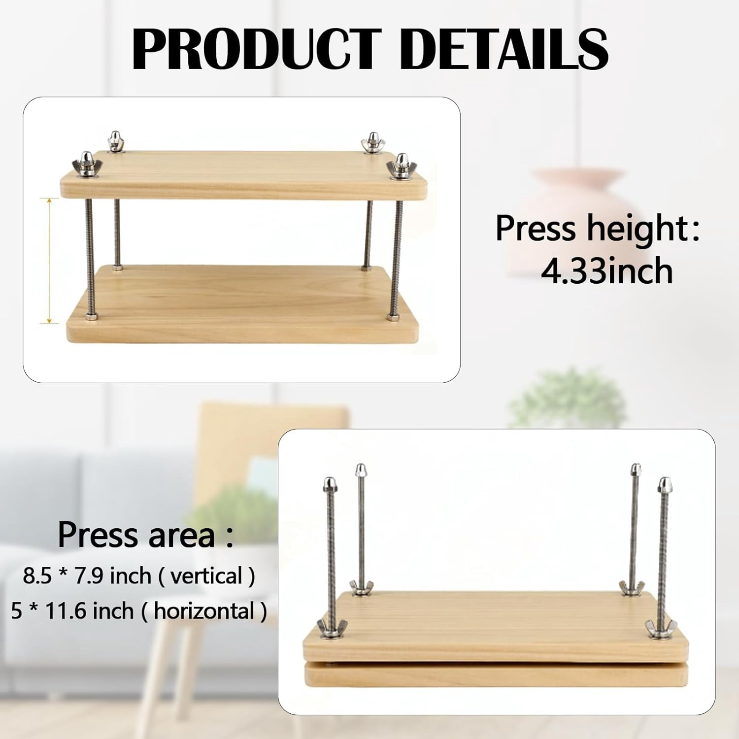 Wooden Book Press, 30 x 20 cm Book Press, Multifunctional Manual Sturdy Bookbinding Tool, Practical Bookbinding Accessories, DIY Bookbinding Labels, Wood Shape Factor, Upholstery Press for Home