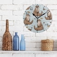thumbnail image 3 of Otters in Water Leaves Round Wall Clock Silent Analog Battery Operated Black Pointer Home Decor 9.84" Diameter, 3 of 11