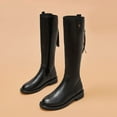 thumbnail image 3 of YDN Women Basic Round Toe Flats Knee High Boots Back Zipper low Heel Riding Boots Warm Comfy Outfit Winter Shoes Size 11 Black, 3 of 4