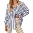 thumbnail image 2 of Long Sleeved Women's Blouses Striped Shirts Button Down Loose Fit Casual Tops, 2 of 5