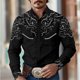 thumbnail image 3 of Camisa de hombre estilo occidental retro geométrico para exteriores, informal, de calle, para uso diario, primavera y otoño, con solapa, manga larga, tallas S-5XL, tela elástica, 3 of 5