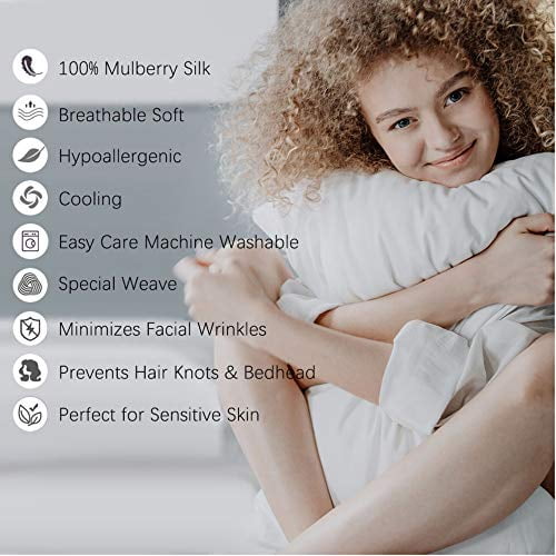 Buff Beige, Queen Both Sides 19 Momme 600 Thread Count with Hidden Zipper Natural Silk Pillowcase Set of 2 for Hair &Skin Buff Beige, Queen Both Sides 19 Momme 600 Thread Count with Hidden Zipper Natural Silk Pillowcase Set of 2 for Hair &Skin