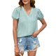 thumbnail image 1 of Blusa de manga corta abombada Vhermosa Jacquard Color liso Verde claro S, 1 of 6