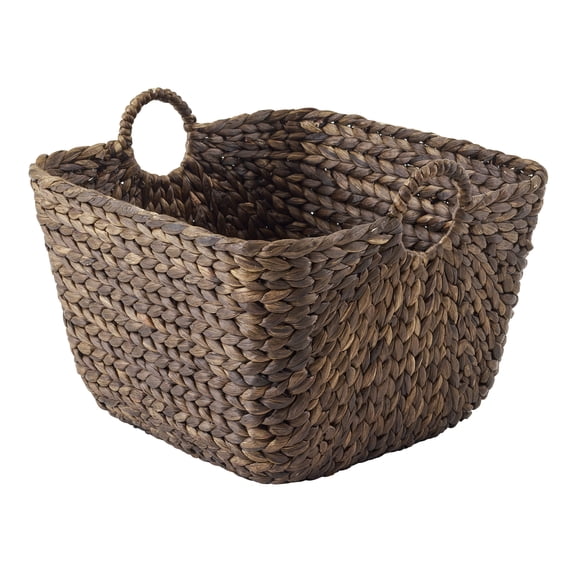 Better Homes & Gardens Handwoven Dark Brown Wicker Storage Basket with Handles