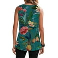 thumbnail image 3 of DYMADE Women Plus Size Floral Printed Sleeveless Pleated Casual Loose Tank Top T-Shirt, 3 of 3