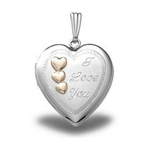 Sterling Silver Heart Locket W/ I Love You - 3/4 Inch X 3/4 Inch