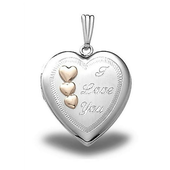 Sterling Silver Heart Locket W/ I Love You - 3/4 Inch X 3/4 Inch