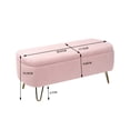 thumbnail image 3 of Storage Ottoman Bench, Modern Faux Fur Entryway Bench with Iron Legs, Upholstered Seat, Large Storage Bench for Living Room, Bedroom, End of Bed, Entryway, Pink, 3 of 8