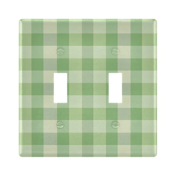 Green Checkered Pattern Light Switch Cover Electrical Outlet Cover Replaceable Wall Plates 2-Gang