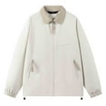 thumbnail image 2 of Men’s Zip Up Bomber Jacket Casual Windbreaker Sport Varsity Jacket Beige XXXL, 2 of 4
