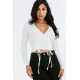 thumbnail image 2 of Drawstring Ribbed Long Sleeve Crop Top, 2 of 8