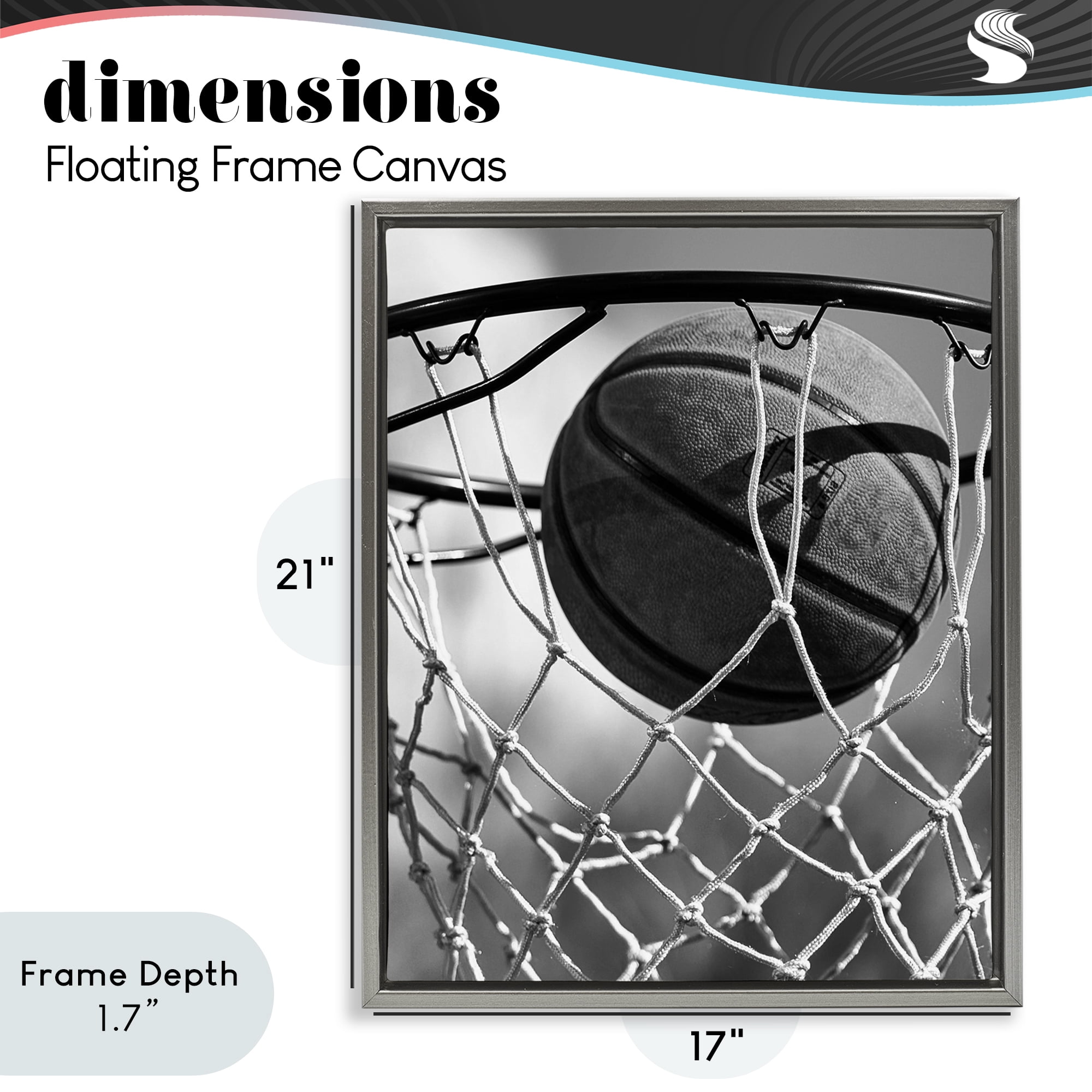 Stupell Industries Winning Basket Shot Gray Framed Floater Canvas Wall Art, design by Marcus Prime