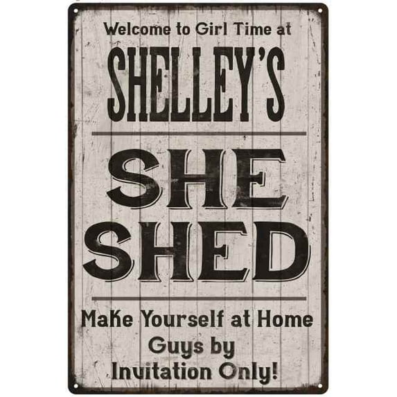 SHELLEY'S She Shed Sign Lady Cave Sign Gift 16 x 24 Matte Finish Metal 116240082357