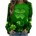 thumbnail image 2 of Puntoco, camisas informales de manga larga para mujer, sudadera de cuello redondo con estampado de St Patrick Vintage, suéter, tops sueltos Puntoco Puntoco-1497, 2 of 5