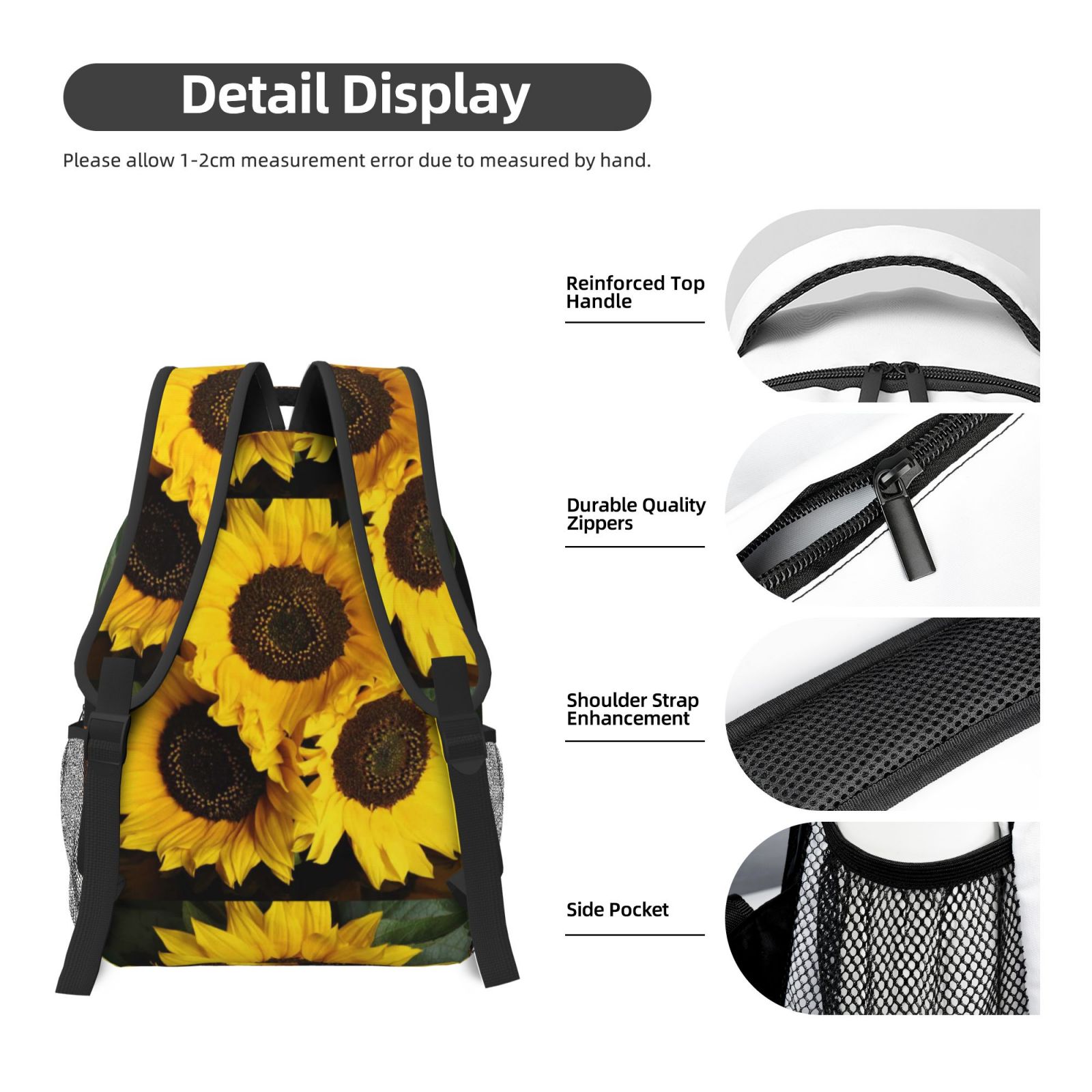 Rateoe Japanese Were Blossoming Pattern Durable Student Backpack Laptop Bag- Ergonomic Design, Waterproof Twill Fabric - Ideal for School, Travel, and Outdoor Activities