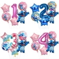 thumbnail image 2 of Globos de aluminio con forma de Lilo y Stitch de Disney en azul y rosa, juego de globos con números de 32 pulgadas, decoraciones para fiestas de cumpleaños de niños, juguetes de regalo para baby showe, 2 of 5