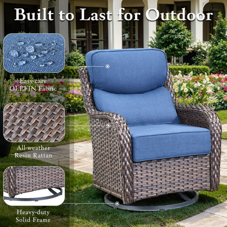 Bellefurn Outdoor Swivel Rocker Patio Chairs with inch Thick