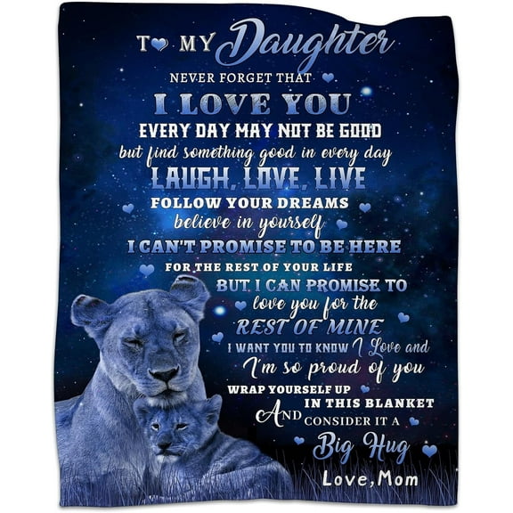 MMYGU to My Daughter Blanket from Mom Lion Blanket for My Daughter Daughter Gifts from Mom Mom to Daughter Birthday Super Soft Cozy Flannel Throw Blanket(30*40inch)