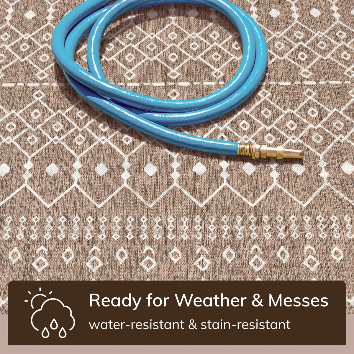 Well Woven Medusa Nord Nordic Lattice Pattern Outdoor Brown/Taupe 9'3" x 12'6" Area Rug