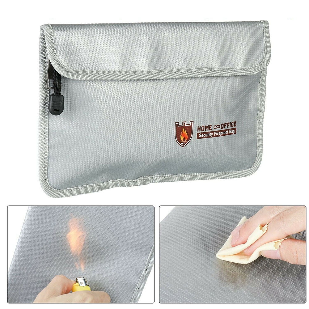 Zipper Closure Jewelry Black Yachieve Fireproof Document Bag,15 x 11 Non-Itchy Silicone Coated Fire Resistant Money Bag Fireproof Safe Storage for Money,Documents