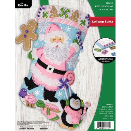 Bucilla Felt Applique Stocking Making Kit, Lollipop Santa, 18"